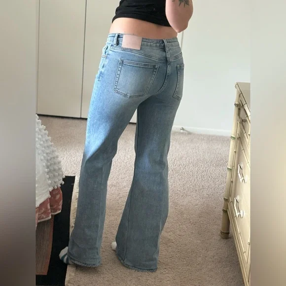 Free People Light Blue Flare Jeans Low Rise